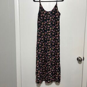 Vintage All That Jazz Womens Floral Maxi Dress Size 7/8 Dark‎ Green Whimsigoth